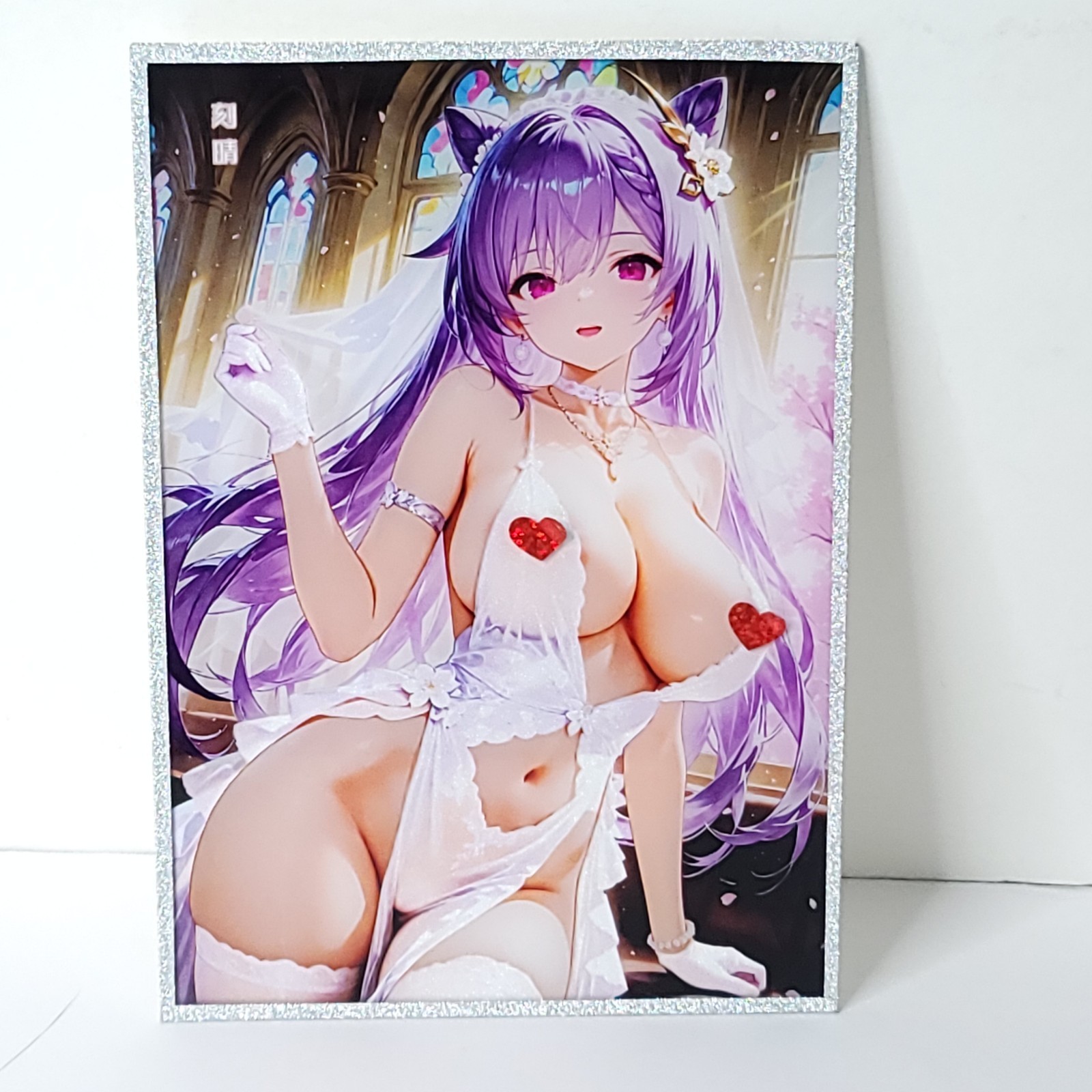 Ganyu Wedding Night Glitter Waifu Card Anime Girl Wall Art Oversized Board A5