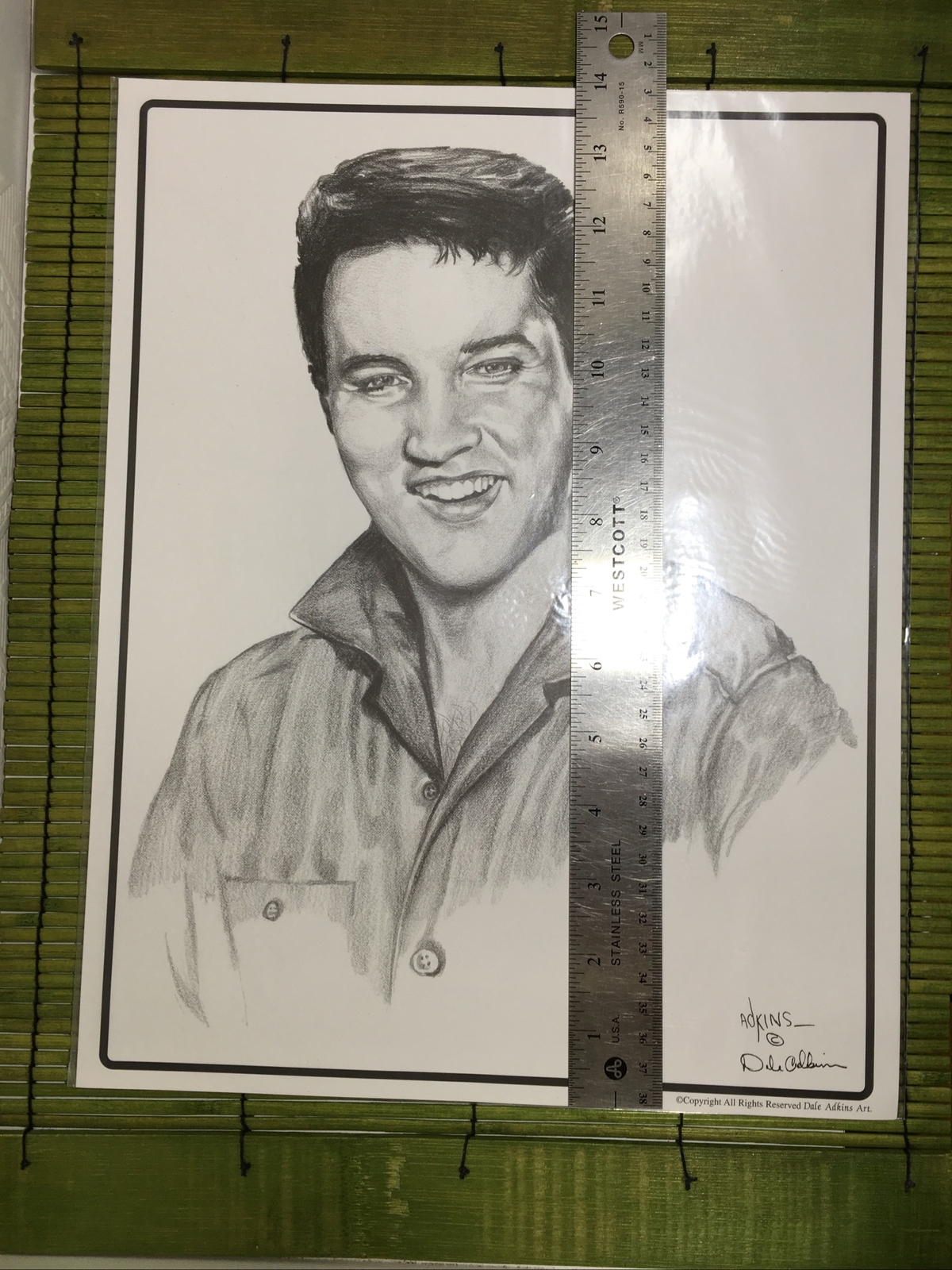 Young Elvis Presley Dale Adkins Sketch Print 11 X 14 in sealed sleeve