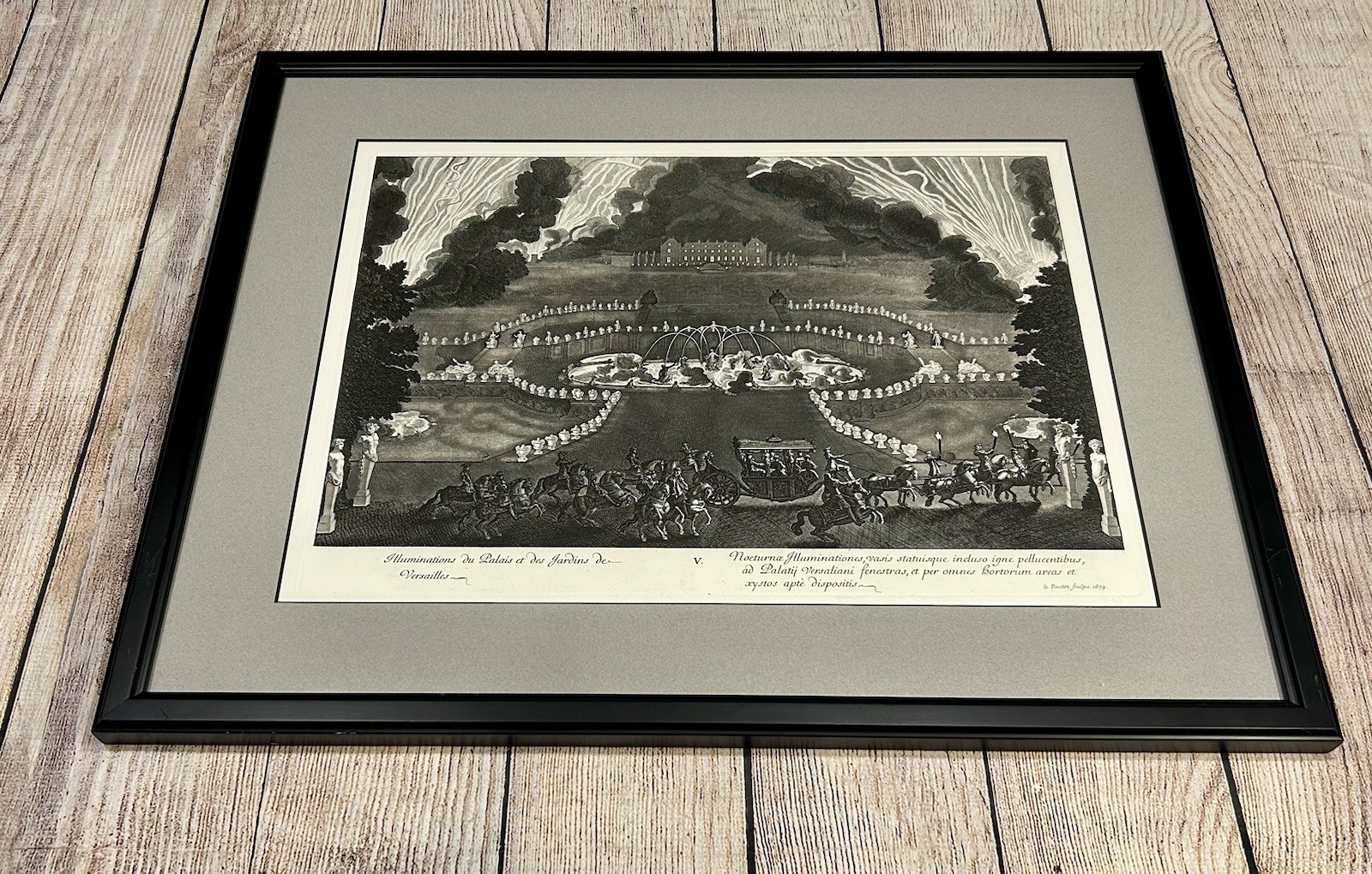 1678 Jean Le Pautre Engraving Versailles Illuminations Amusements Series Framed
