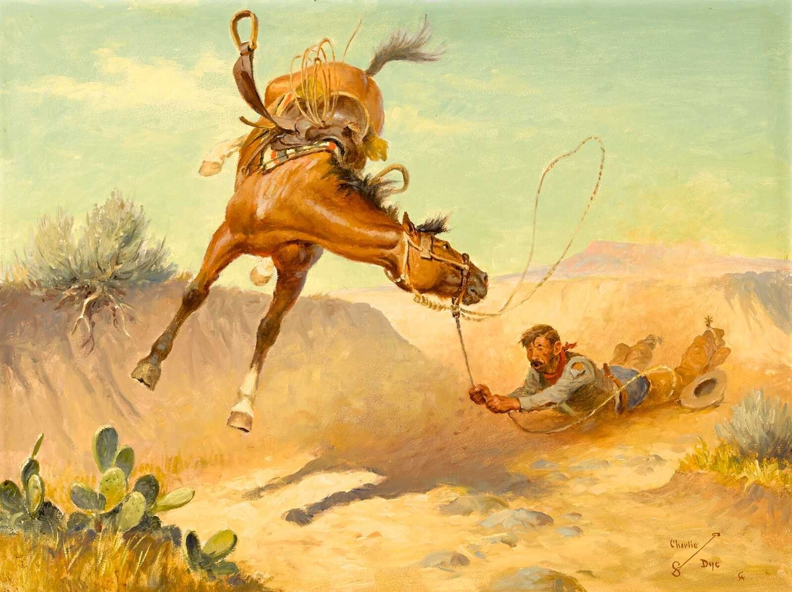 Charlie Dye – Hang On or Walk Horse Cowboy Art Print