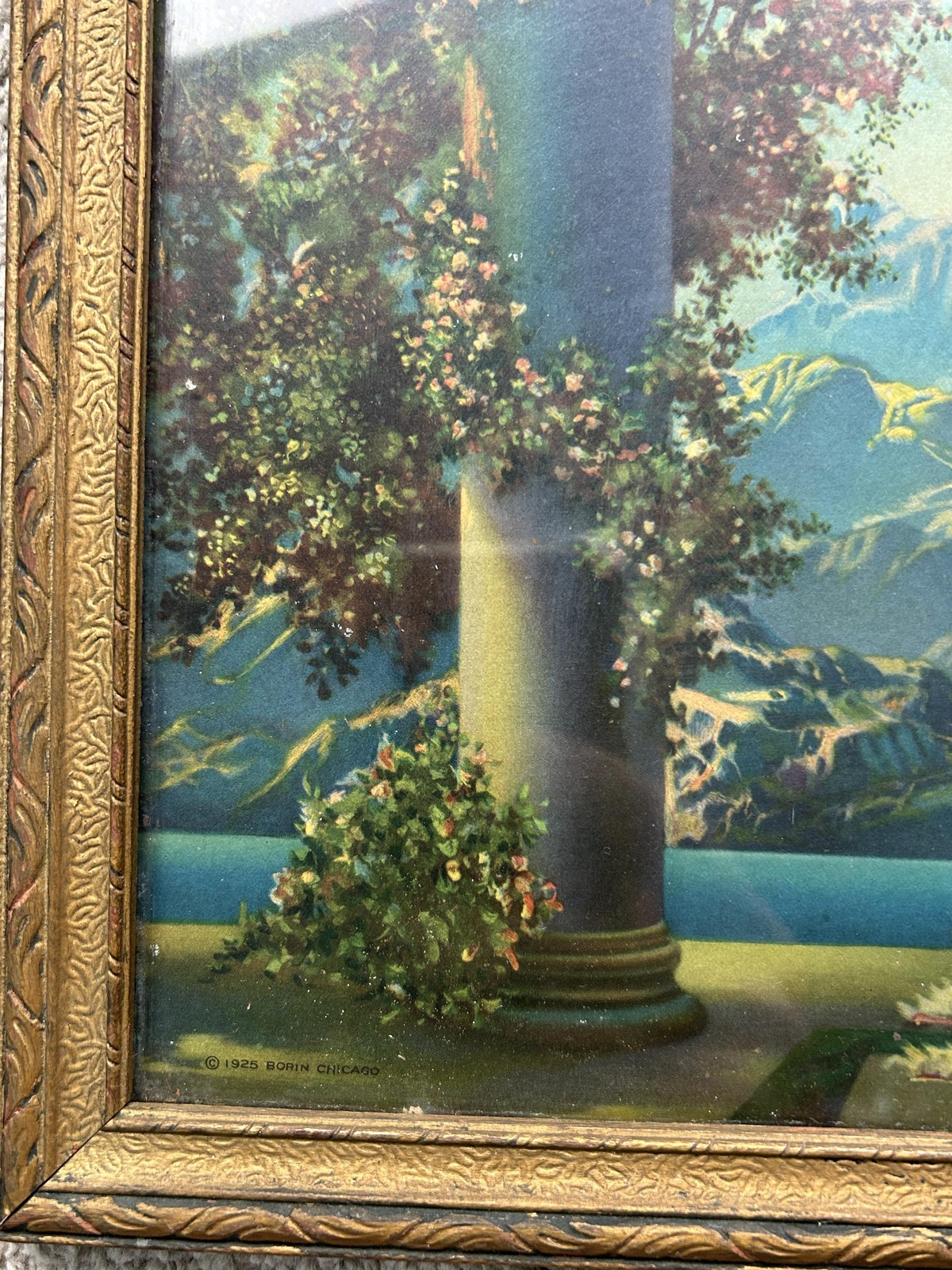 Original 1925 R Atkinson Fox Love’s Paradise Lithograph Art Deco Framed Print