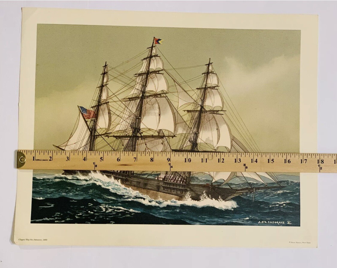 AMERICAN CLIPPER SHIPS 4 Prints JOHN O’HARA COSGRAVE II ~ AMERICAN SAILING 18×14