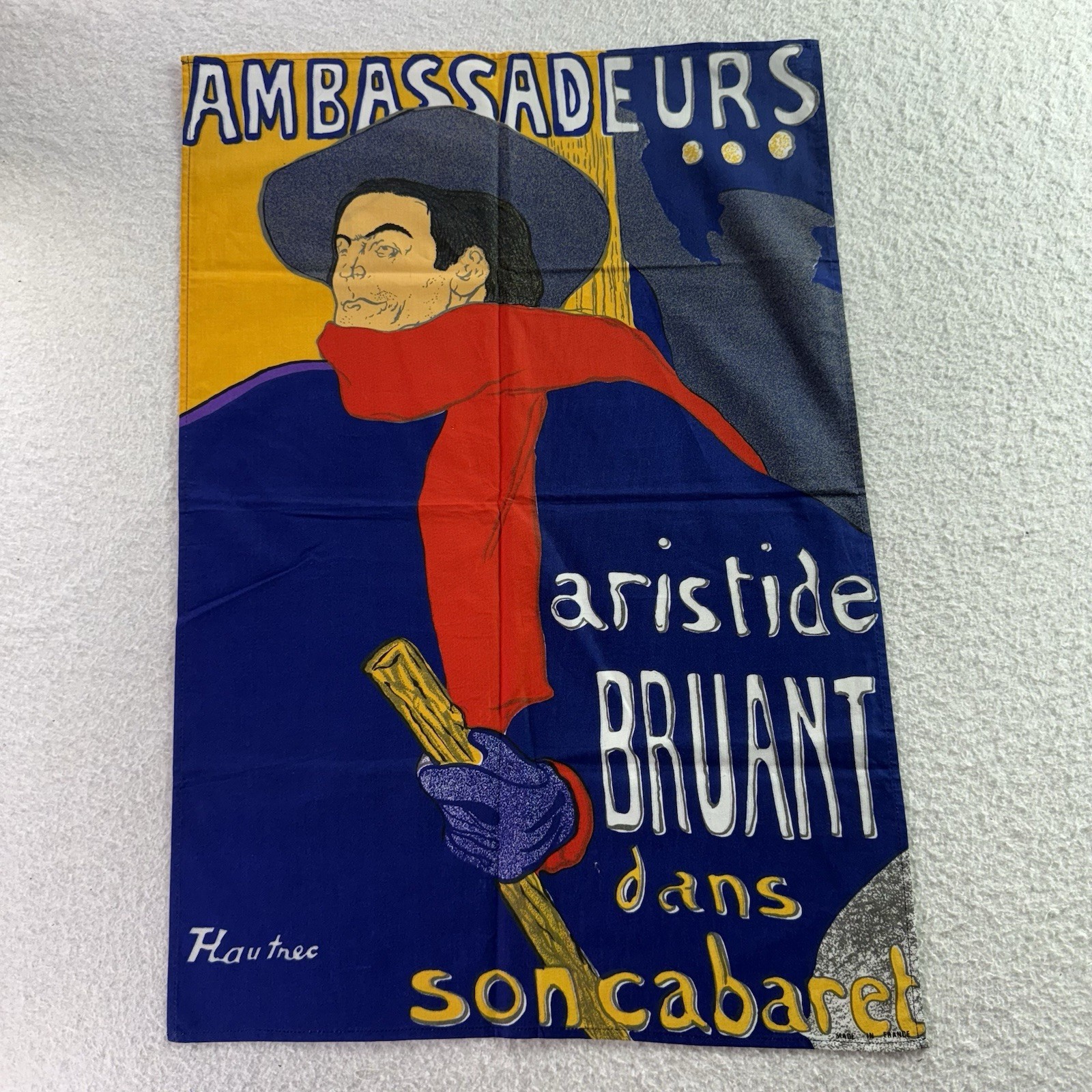 Vintage 1960’s Cloth Poster “Ambassadeurs-Aristide Bruant” Made In France