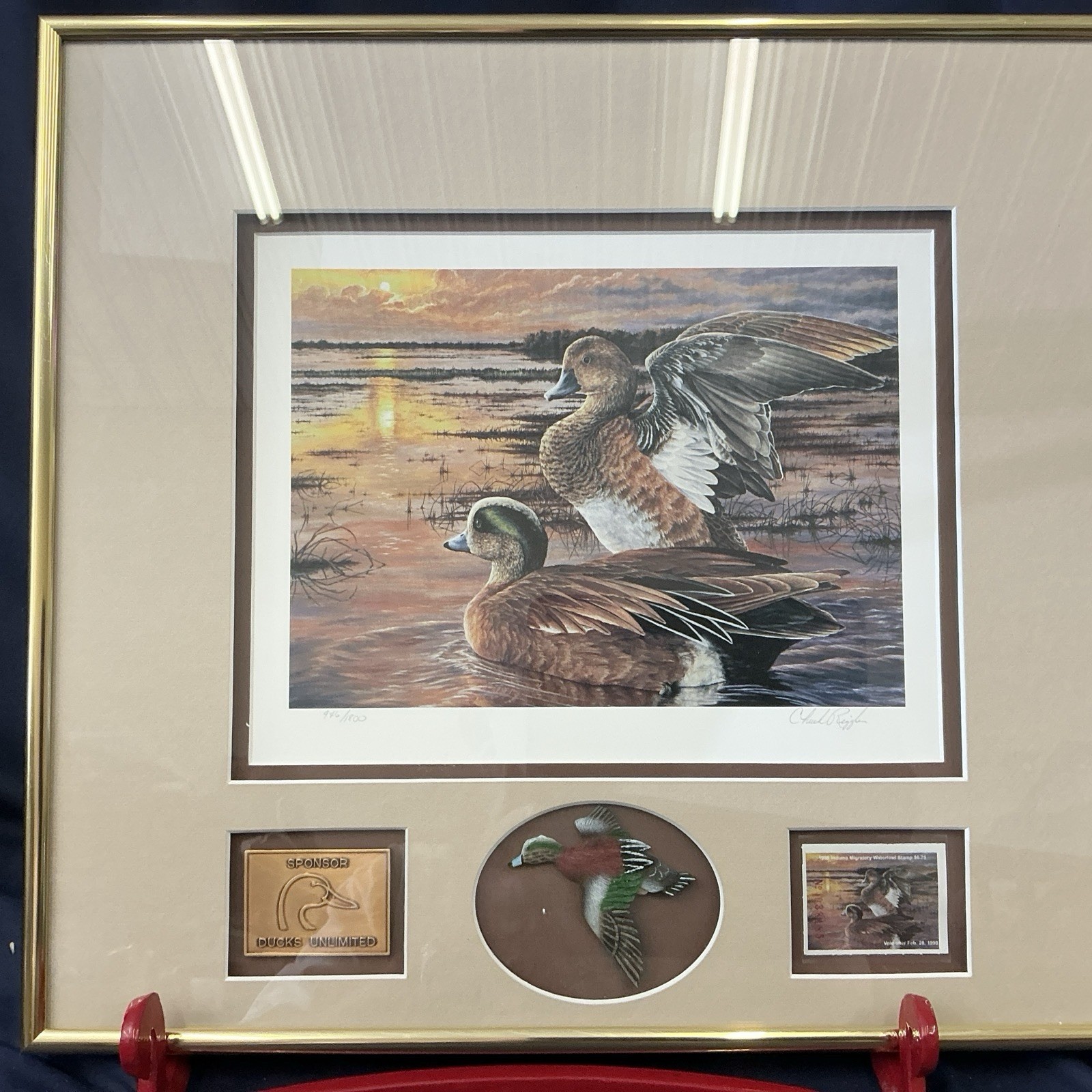Ducks Unlimited 1998 Chuck Riggle Indiana Waterfowl Stamp & print Hunting Signed