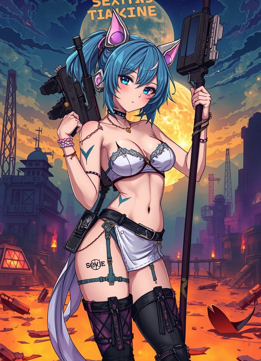 SEXY Post Apocalyptic Anime WAIFU 4×6 Print Fantasy Art 060926-12