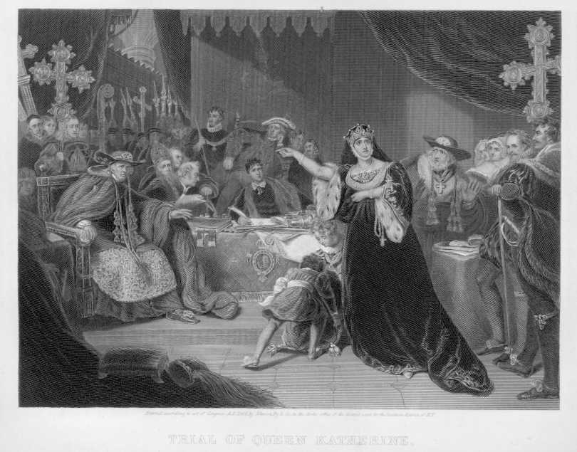 QUEEN CATHERINE TRIAL Shakespeare KING HENRY VIII Scene 1865 Art Print Engraving