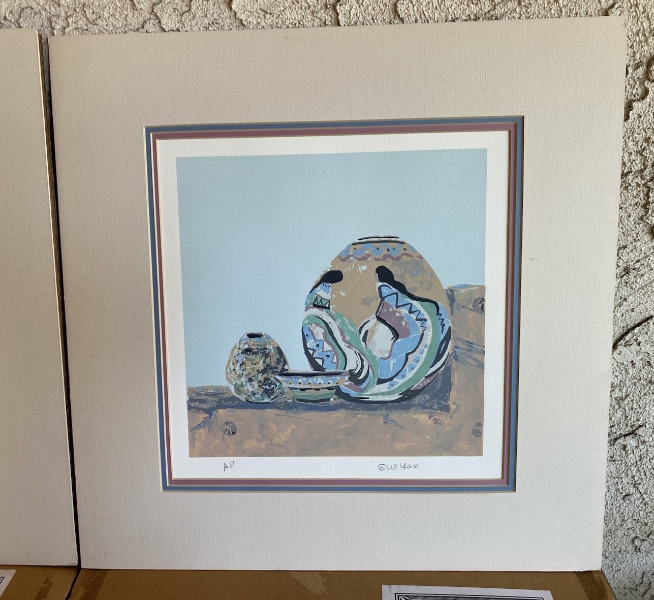 2 – Sue Fox Signed Serigraphs Indian Pottery I & II 18in x 18in Incl COAs