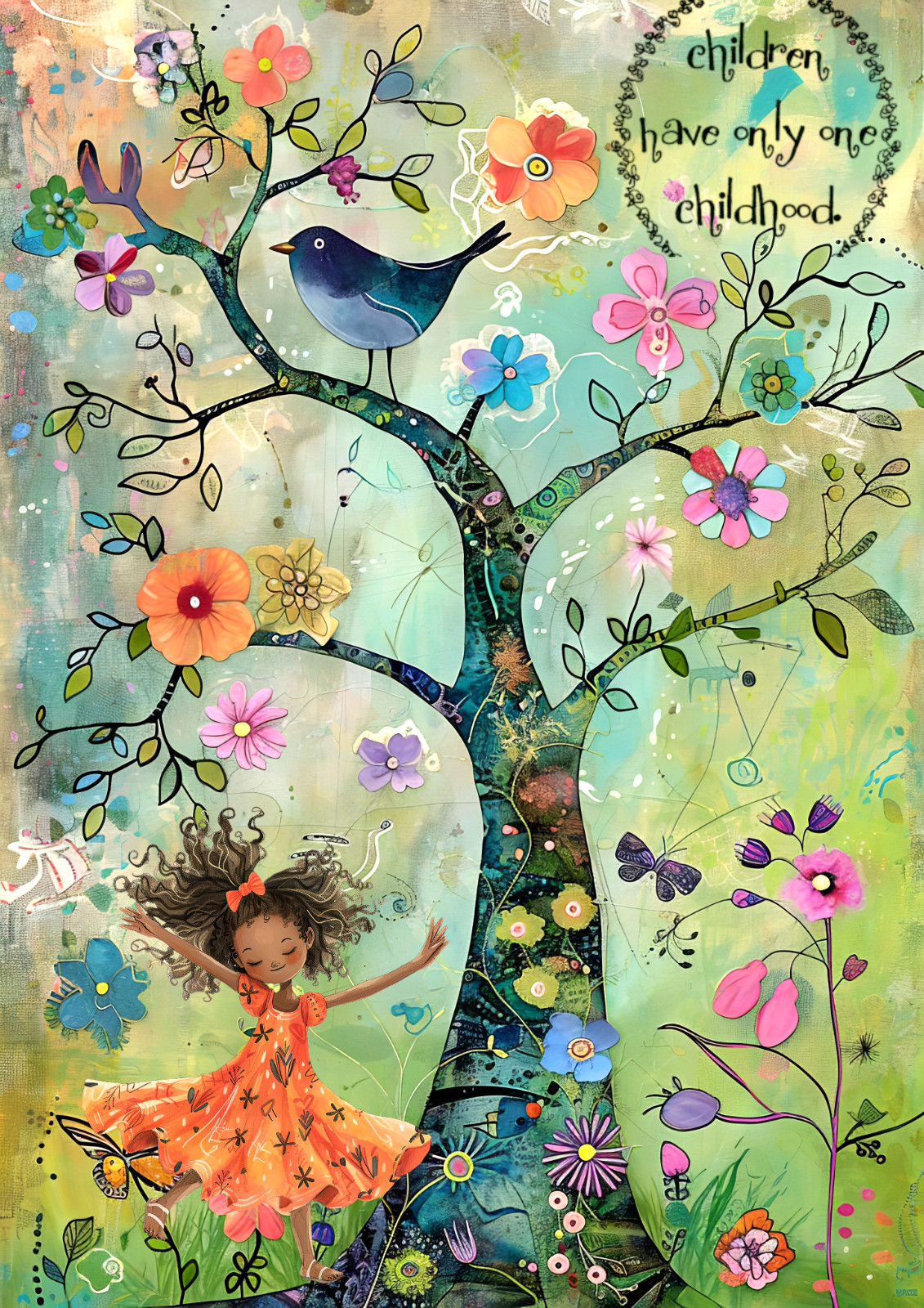ACEO Artist Trading Card 2.5×3.5 Girl Dancing Forest Scene Miniature Art Print