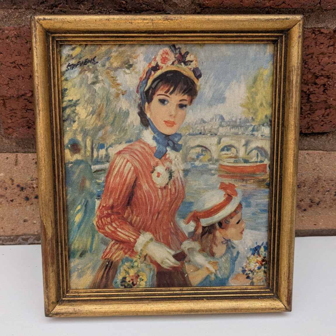 Vintage Art Prints x 2 Portraits Gold Frames Size 16 x 14 cm