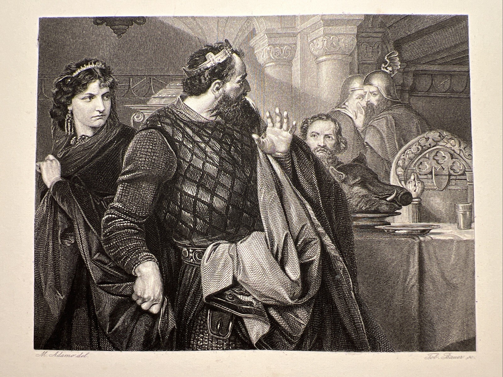 Macbeth antiquarian etching William Shakespeare 1876 steel engraving