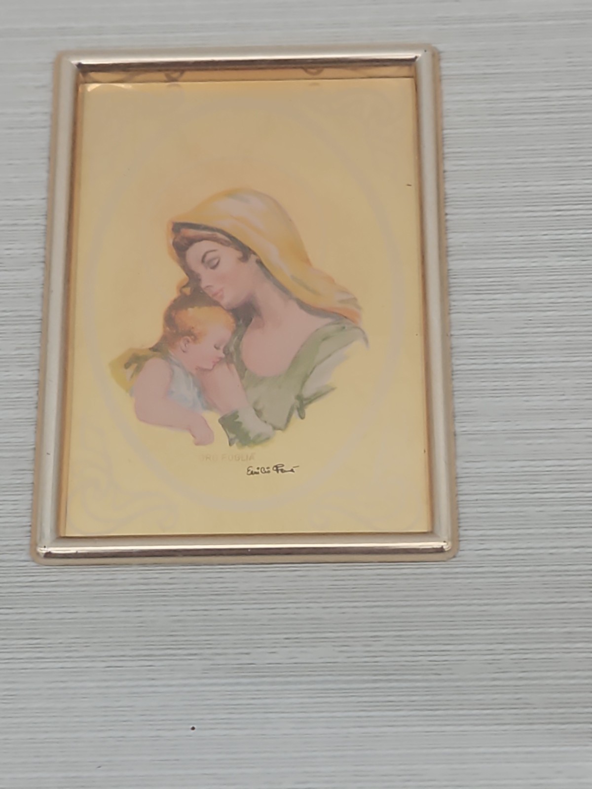 Made In Italy 23 Kt Gold Leaf Madonna and a Child Framed Religious Art