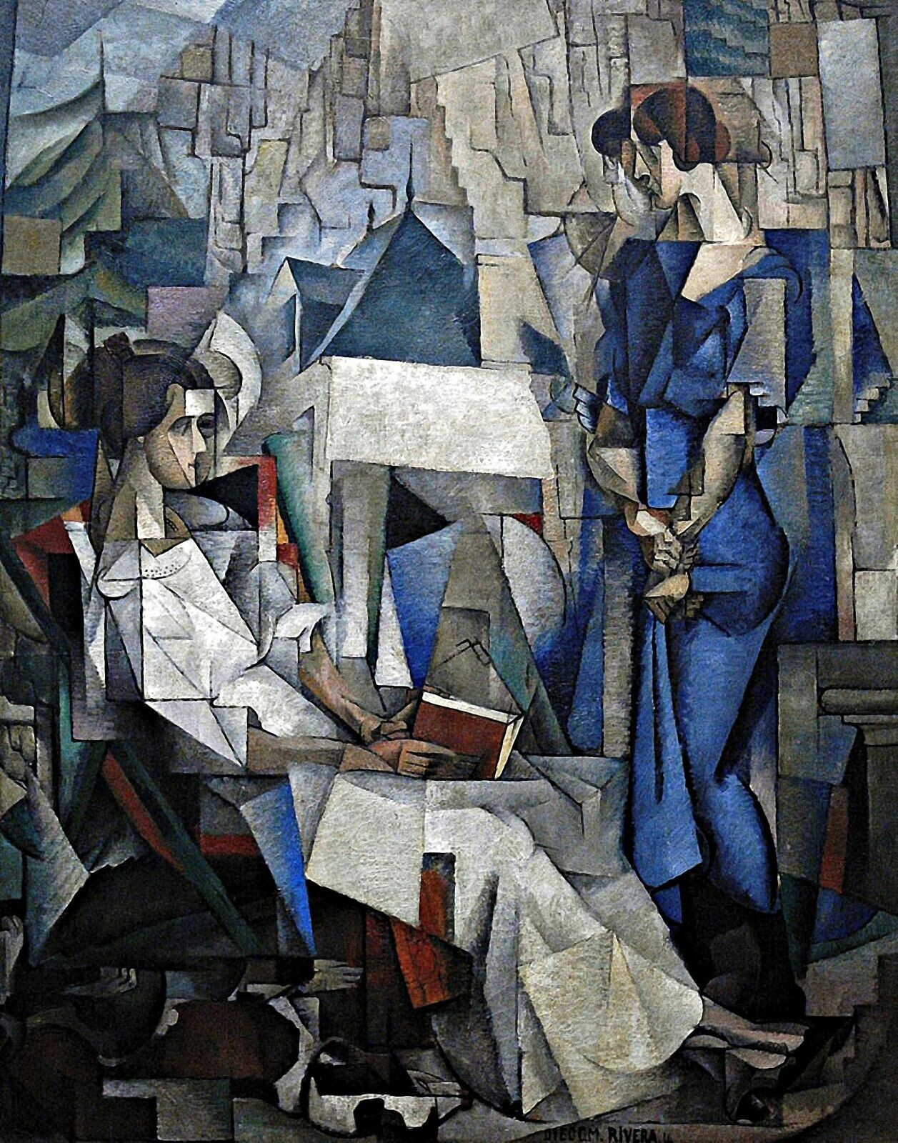 Portrait of Two Women by Rivera. Abstract Repro. MADE in U.S.A. Prints