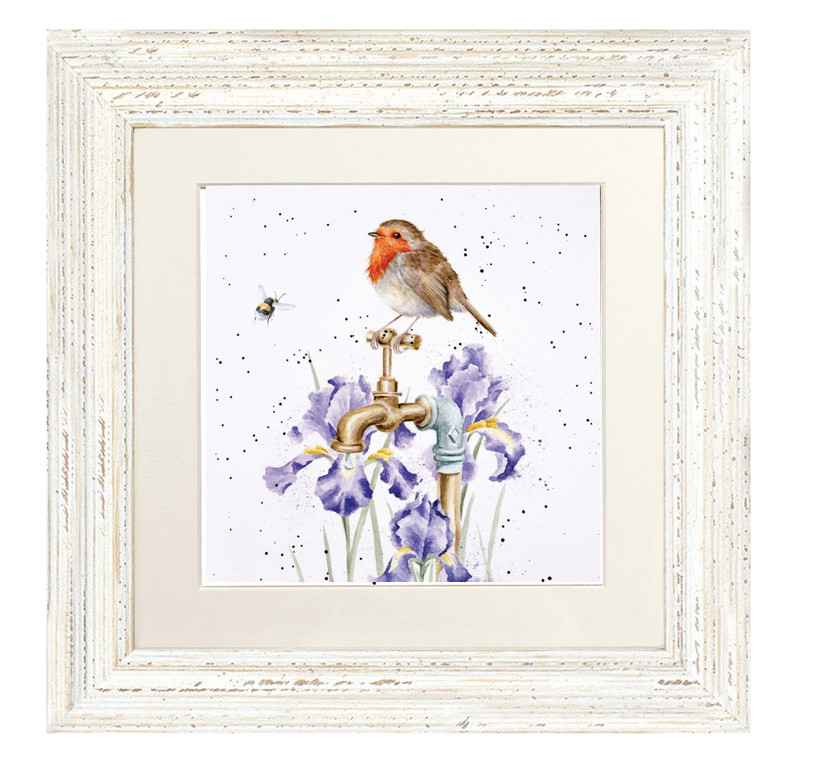 Wrendale Designs “The Gardeners Gues” 23cm White Framed Picture – Robin