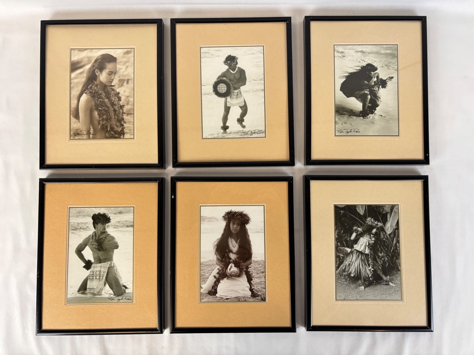 Lot Of 6 Kim Taylor Reece Hula Kahiko Framed Photo Prints Hawaiian Dance