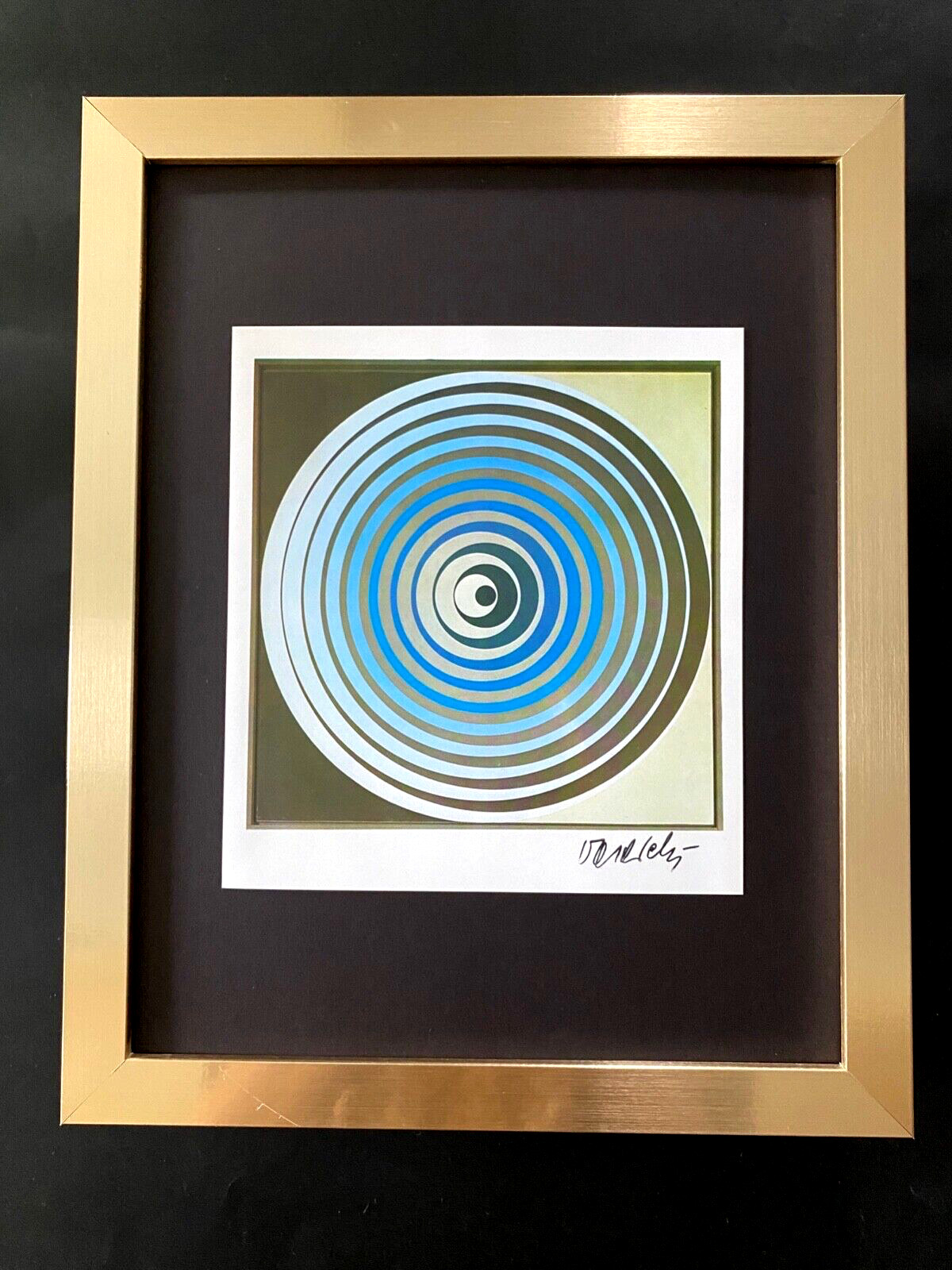 1970’s Victor Vasarely Signed Print Geometric Op Art Framed Artwork 14x11in.