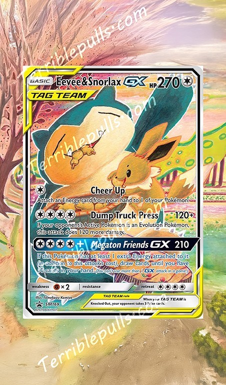 Pokemon Extended Art Insert for RAW card+BLK Case- Snorlax & Eevee GX NO CARD