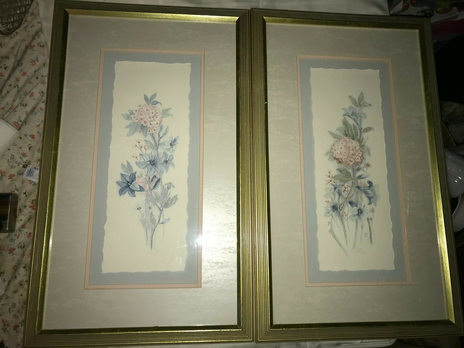 2 MARY VINCENT BERTRAND Signed 360/1900 ART Print WATERCOLOR FLOWERS 18½” x 30½”