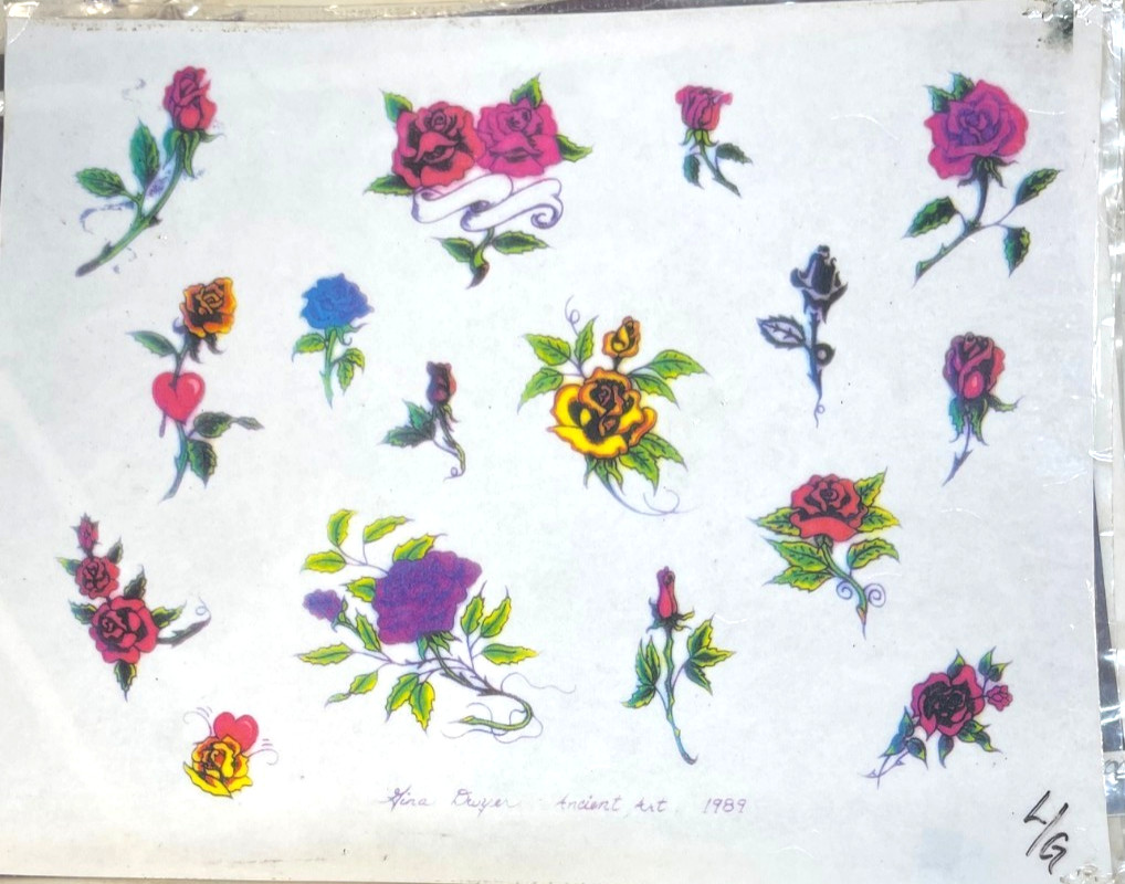 American Traditional Tattoo Flash Set of 9, Pre-Owned