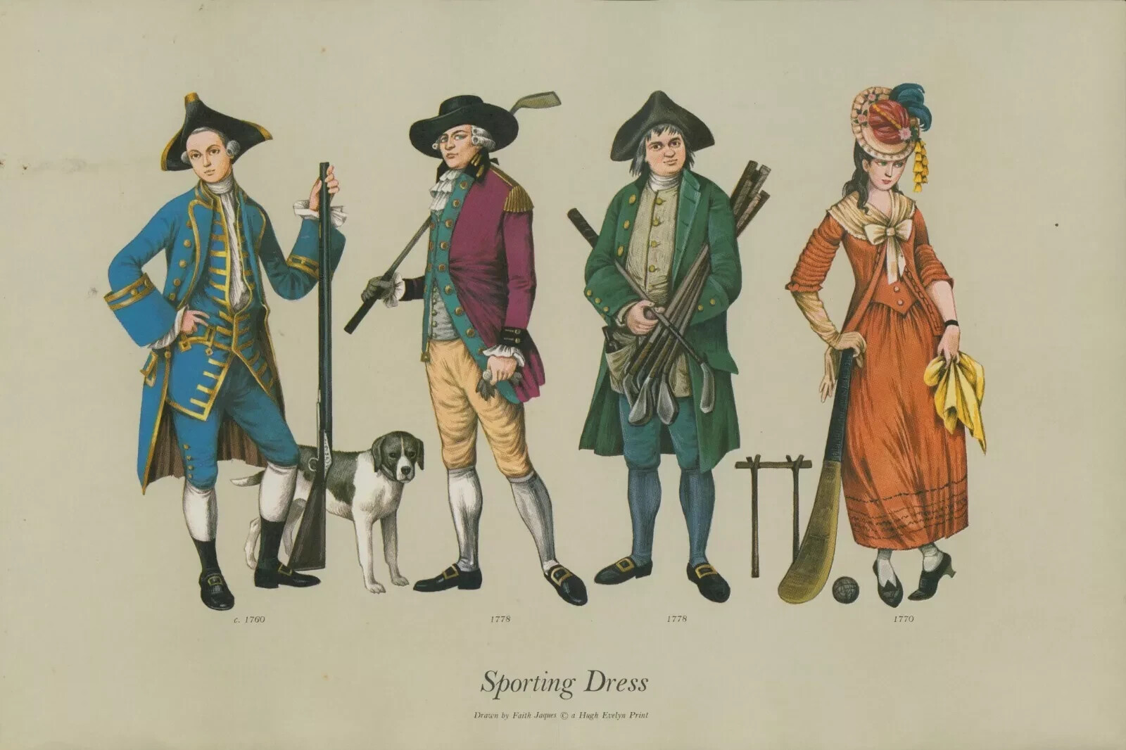 6 x JACOBITE FASHION Prints – Clothing 1730 – 1787 Vintage 37cm x 24cm ELEGANT