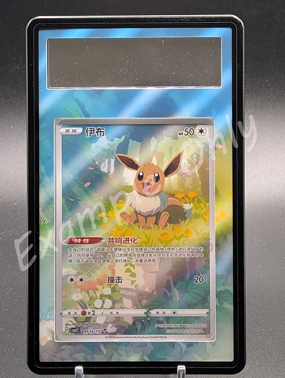 Pokemon Extended Art Insert for PSA Slab + BLK Case- Eevee 0115 NO CARD