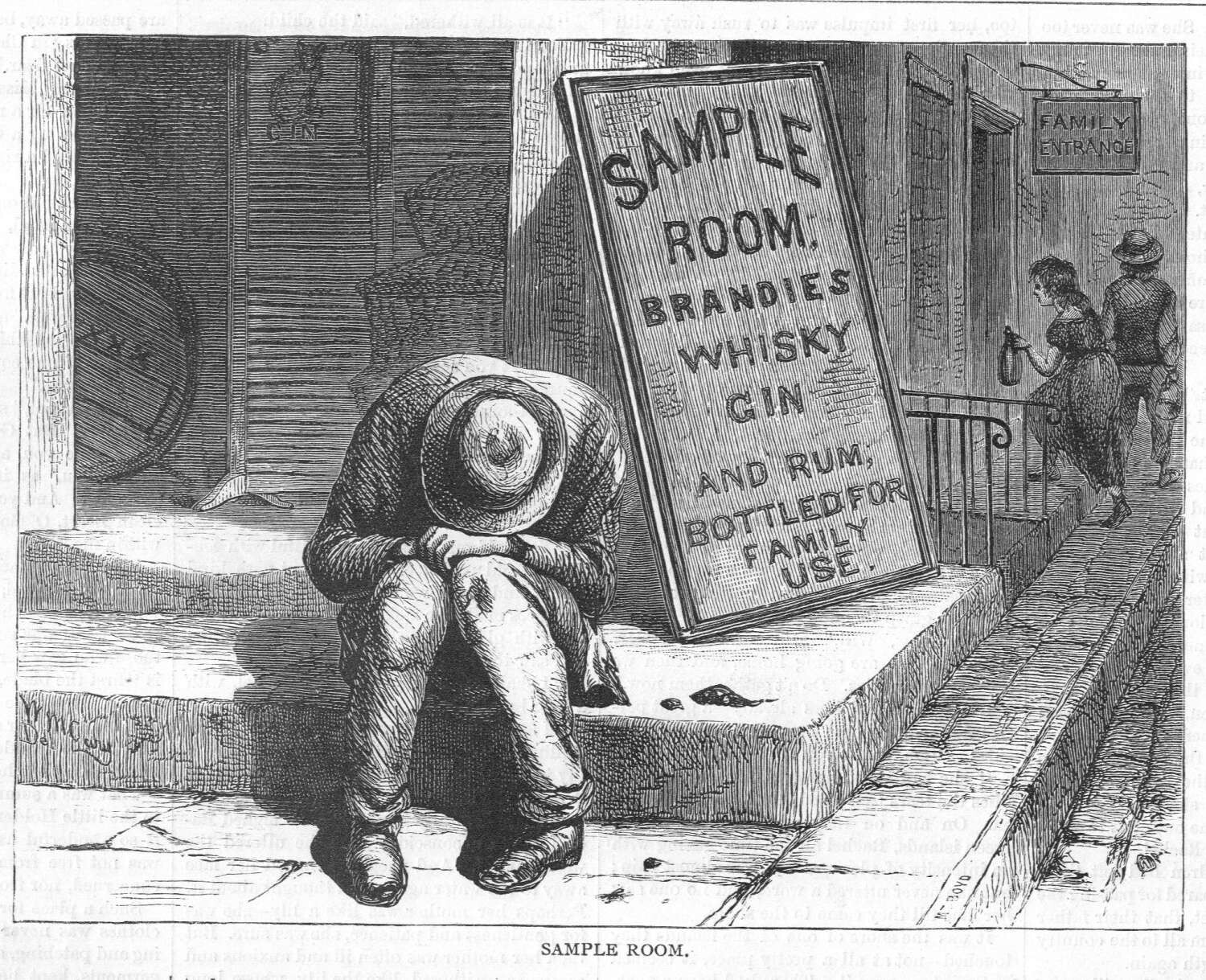 Sample Room – Alcoholism – by W. M. Cary – 1872 Historical Print
