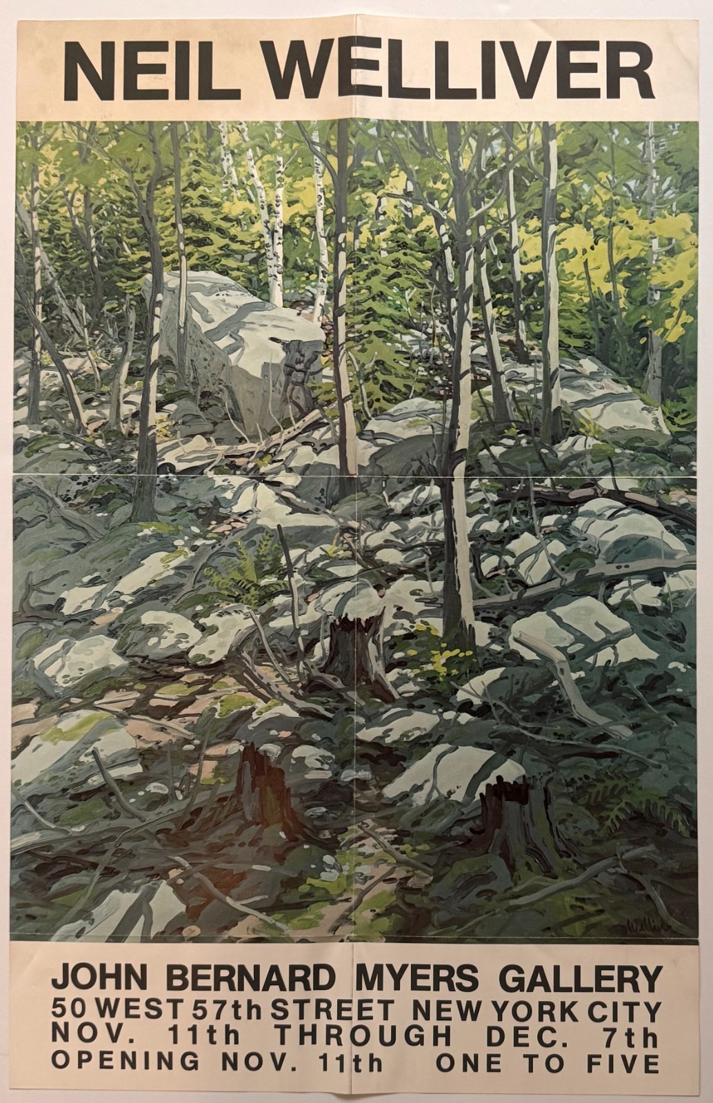 Neil Welliver Scarce Original Poster/mailer from Myers Gallery NYC 1972