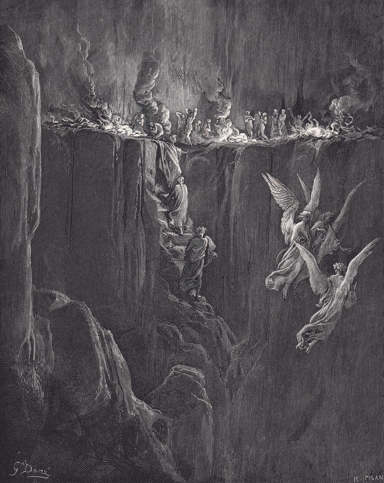 1870 GUSTAVE DORE Print – “The Perilous Pass” – Engraving – 8.5 x 12.8 Inches