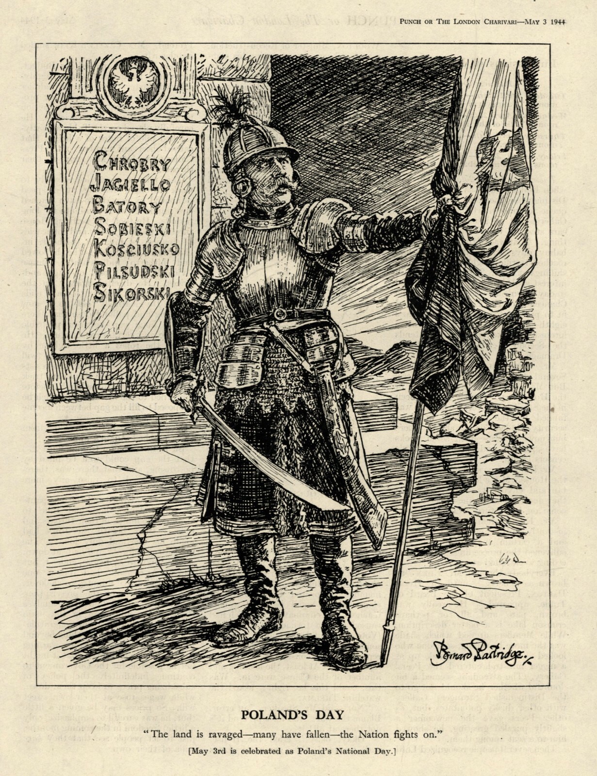 RARE WW 2 British PROPAGANDA Cartoon: POLAND’S NATIONAL DAY – May 3