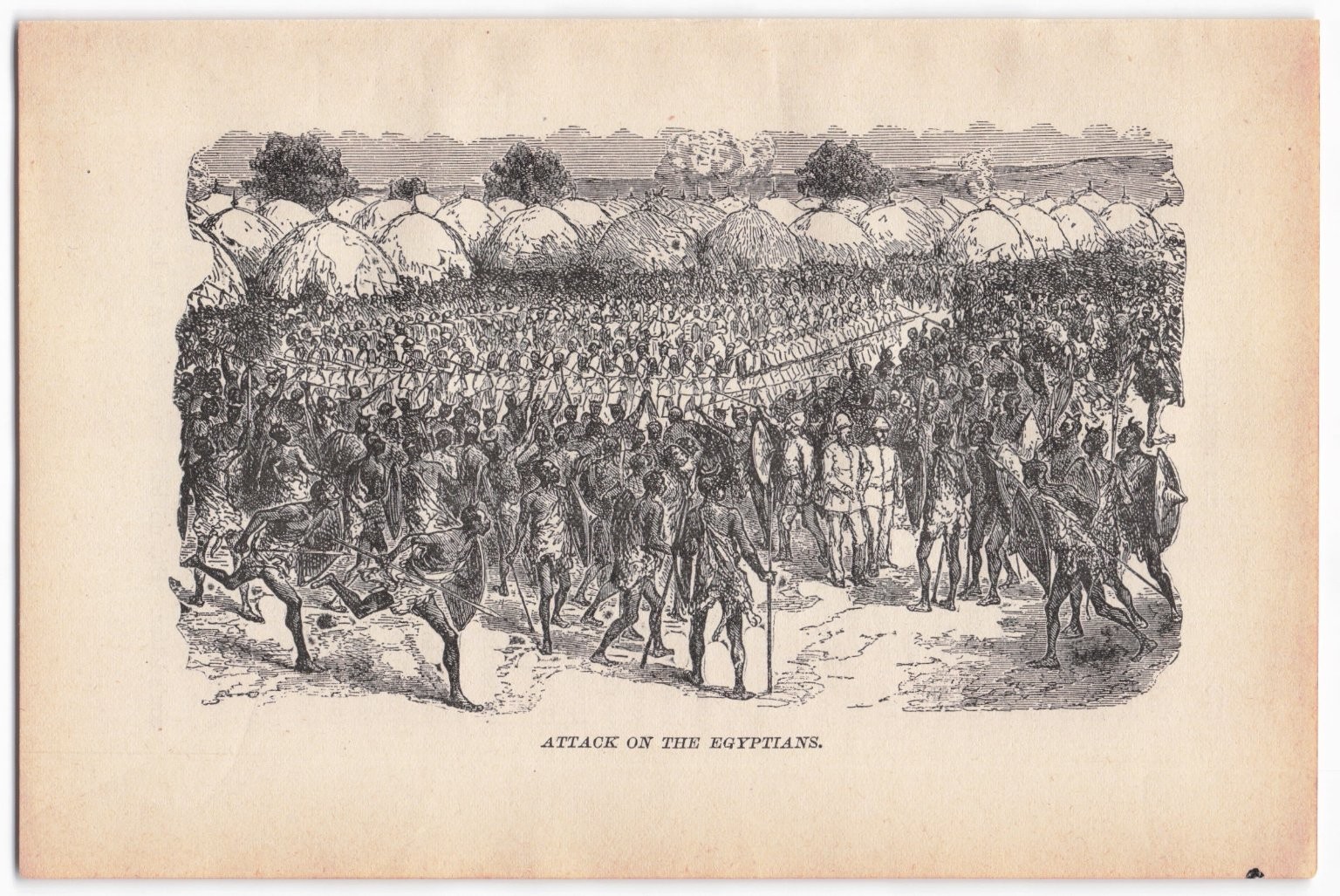 Vintage “Attack on the Egyptians” Engraving Print Page African Tribal History