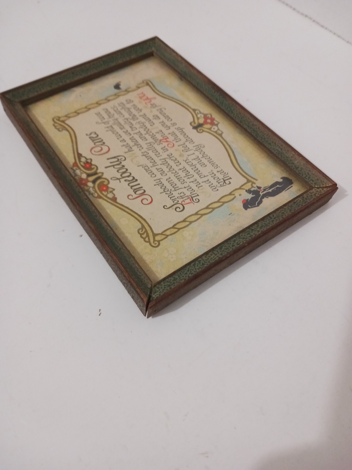 Vintage Poem “Somebody Cares” Made In U.S.A Framed 6.5″x 4.5″