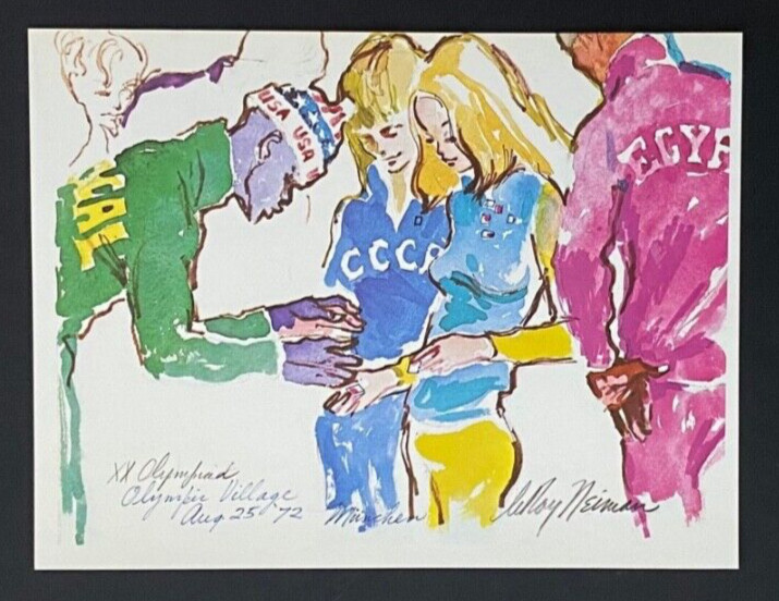 LeRoy Neiman MUNICH OLYMPICS 1974 Signed Pop Art Mounted & Framed New 11×14 LS