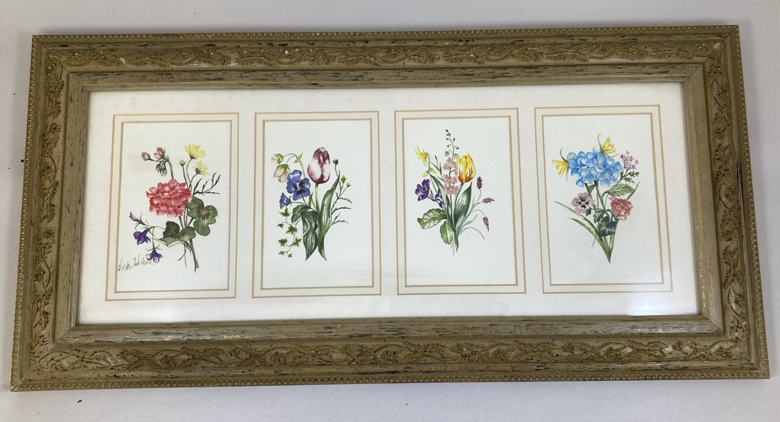 VICKI WICKELL WATERCOLORS FLORAL ART TITLED ‘NOSEGAYS’ NUMBERED 01/97