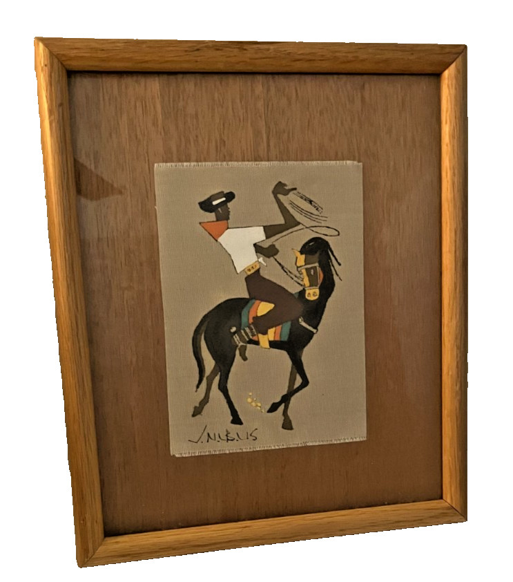 1950’s VIRGILIO NABAIS Cubist Modern Painting Linen on Wood Veneer MCM