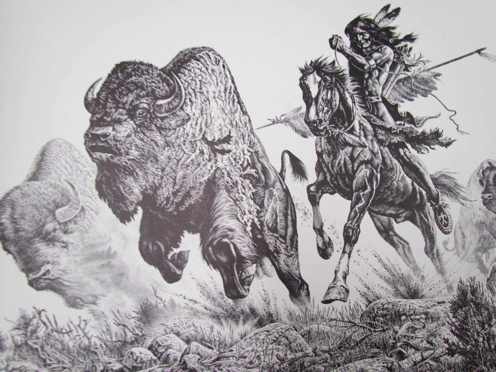 Buffalo by Bill Oneil Western Art Print 1976 15″ x 11.5″