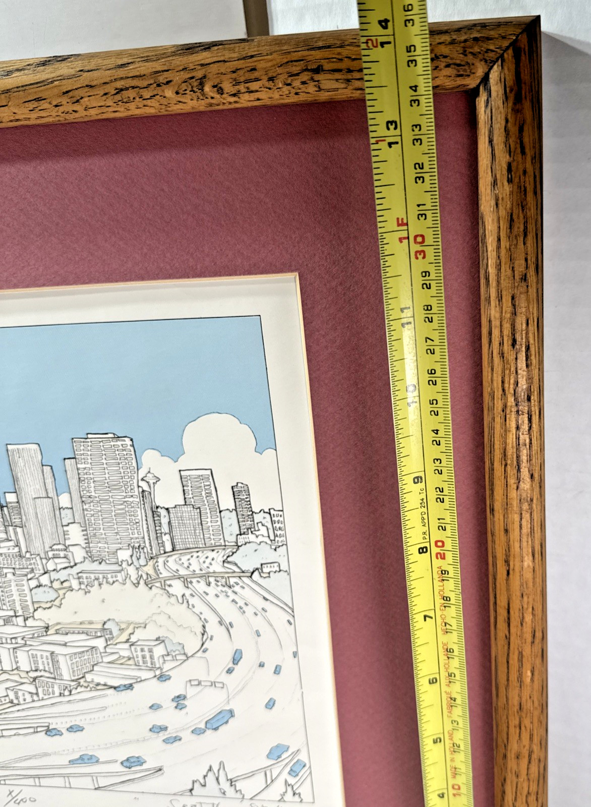 Vtg 1983 Tim Robinson Numbered Signed in 15×19″ Frame Print Seattle Wa NO Glass
