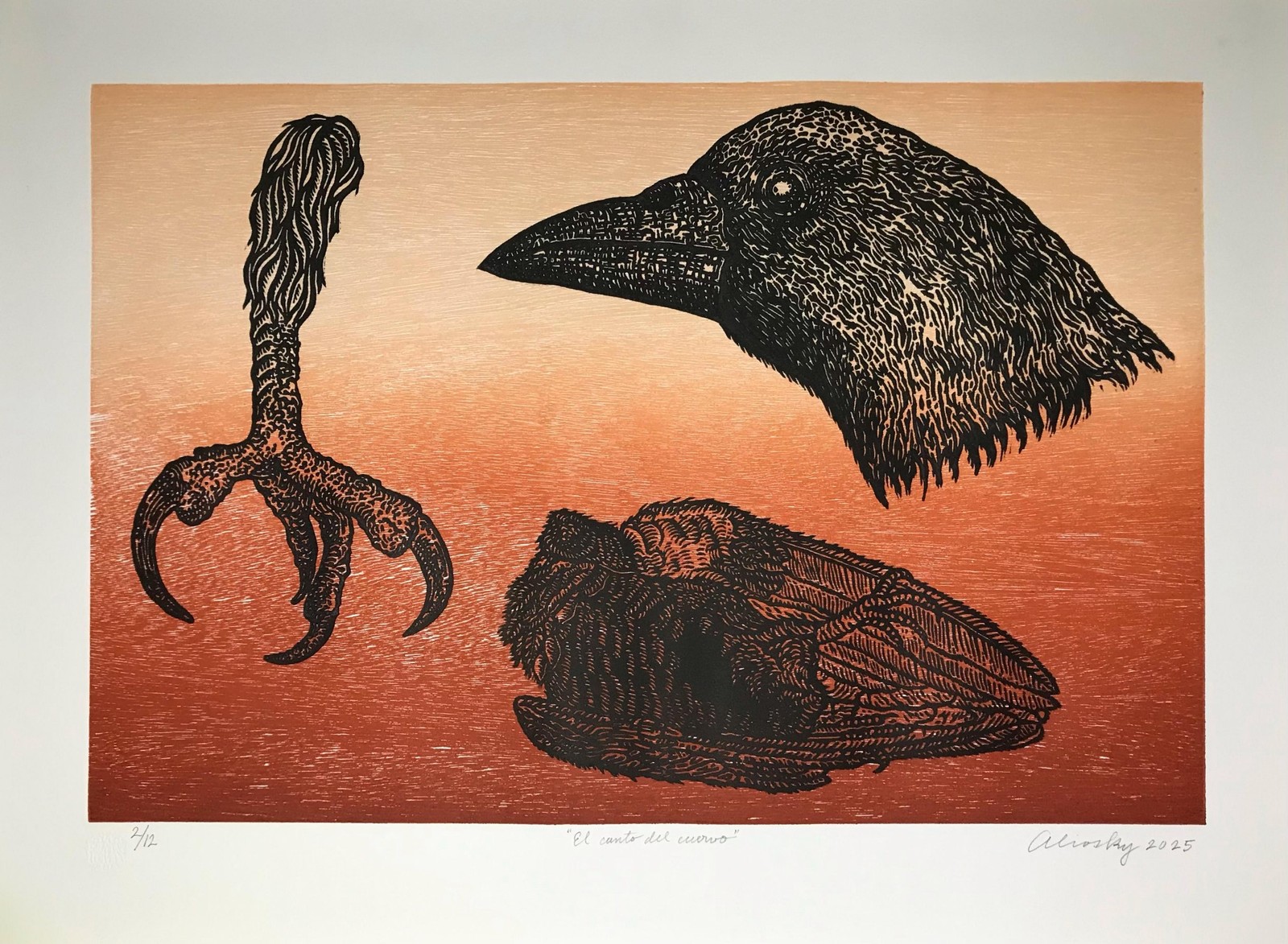 Aliosky Garcia original signed woodcut limited edition art print Cuban artist