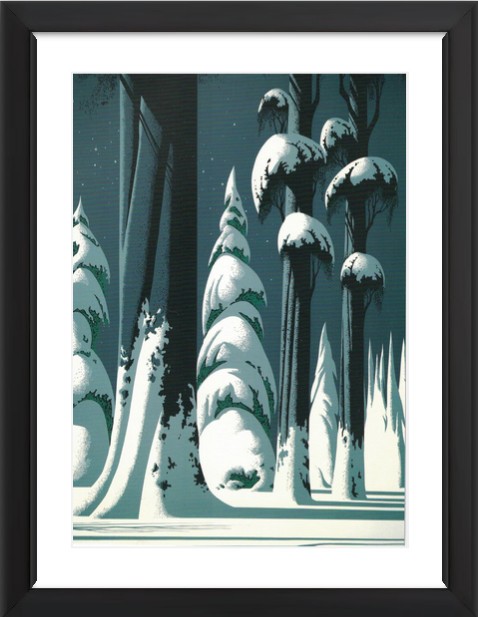 Lot of two Eyvind Earle blank note cards: “Winter Scenes” frame them 5×7