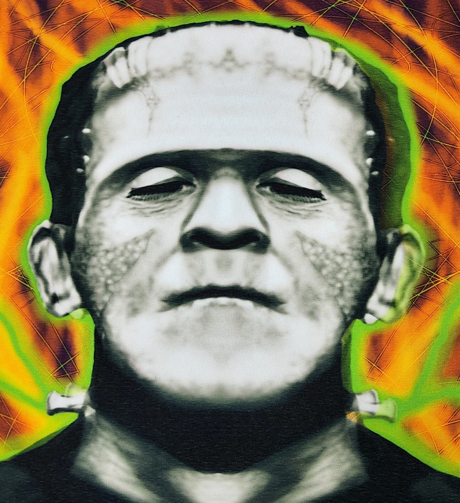 Boris Karloff Frankenstein movie monster digital art print 12×12 horror flames