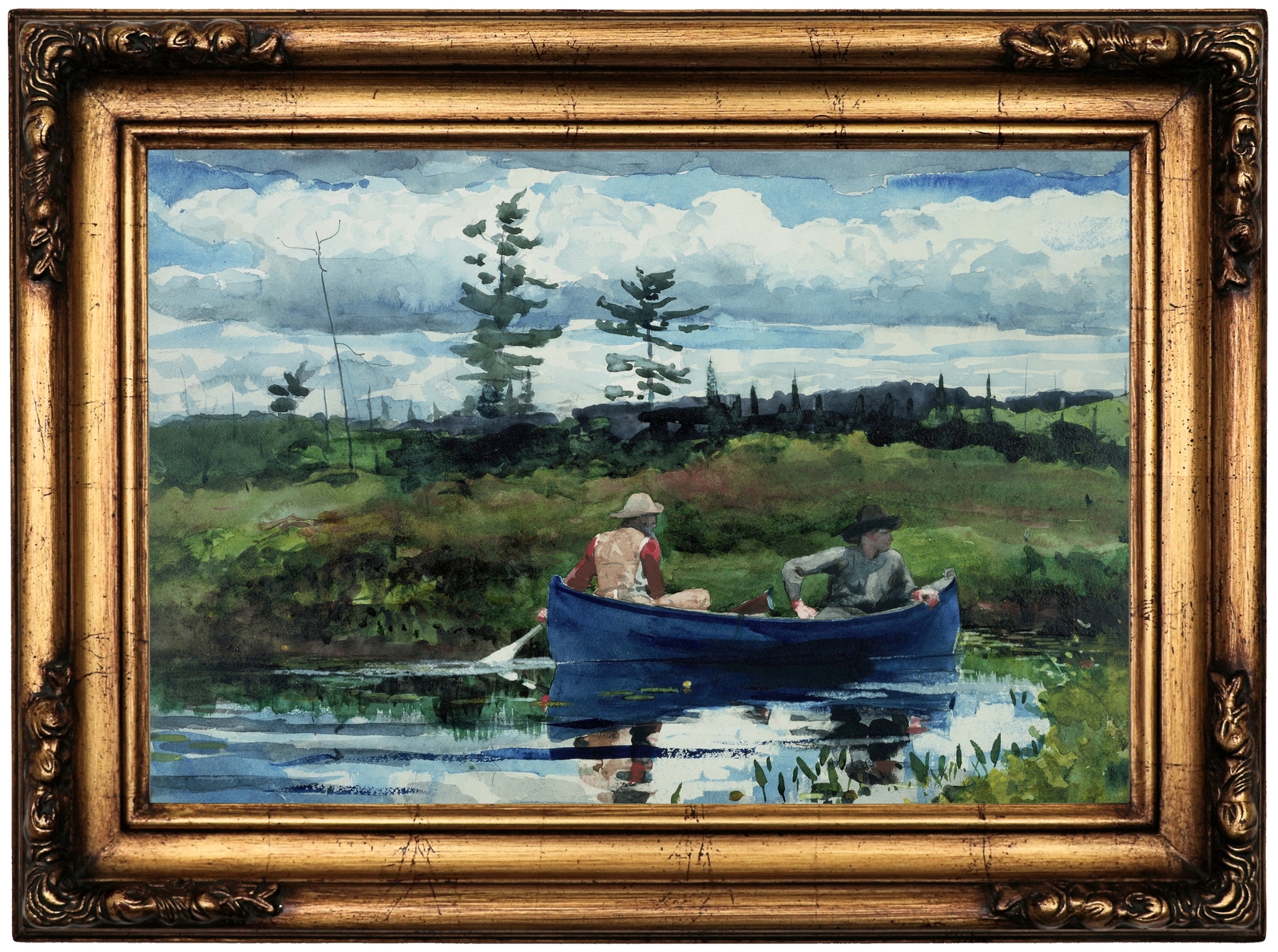 Homer The Blue Boat 1892 Wood Framed Canvas Print Repro 12×18