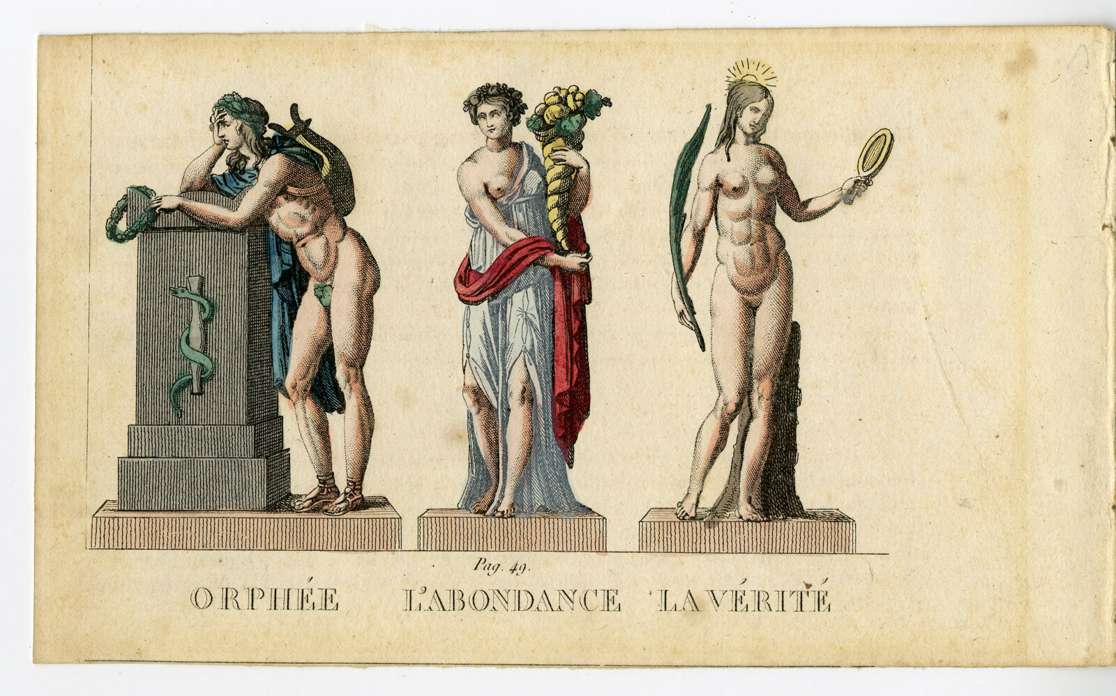 Antique Print-ORPHEUS-ABUNDANTIA-VERITAS-MYTHOLOGY-ROMAN-Lacerf-Defraine-1811