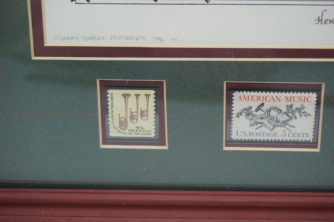 Larry Gabler Postscripts 1996 US Stamps W/Calligraphy Music Longfellow Poem