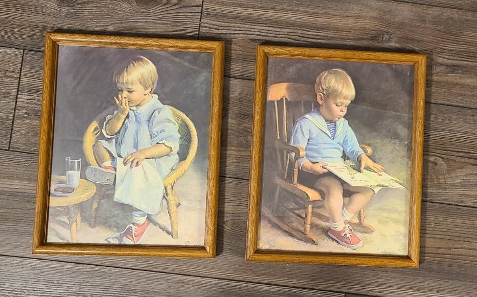 Pair of Vtg Gary and Gretchen Custom Framed Pictures by Ingwersen 12” X 15” EUC