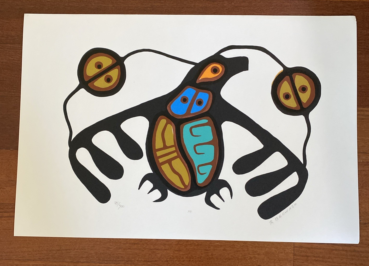 Vintage MCM serigraph Native North American Richard Bedwash Ojibwa Eagle Wings