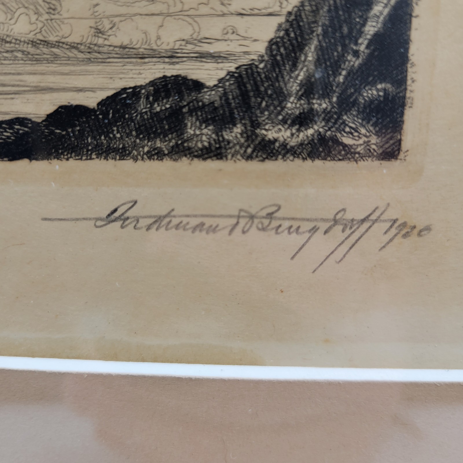 FERDINAND BURGDORFF Etching California Plein Air Clouds Artist Signed Dated 1920