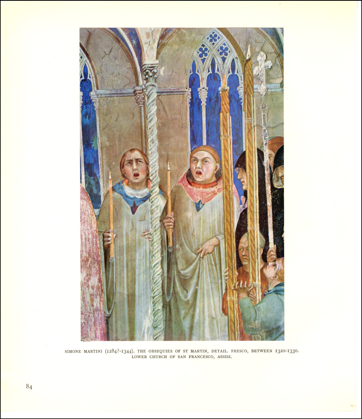 1954 Vintage Print Gothic Art Simone Martini Obsequies of St Martin 1320 Church