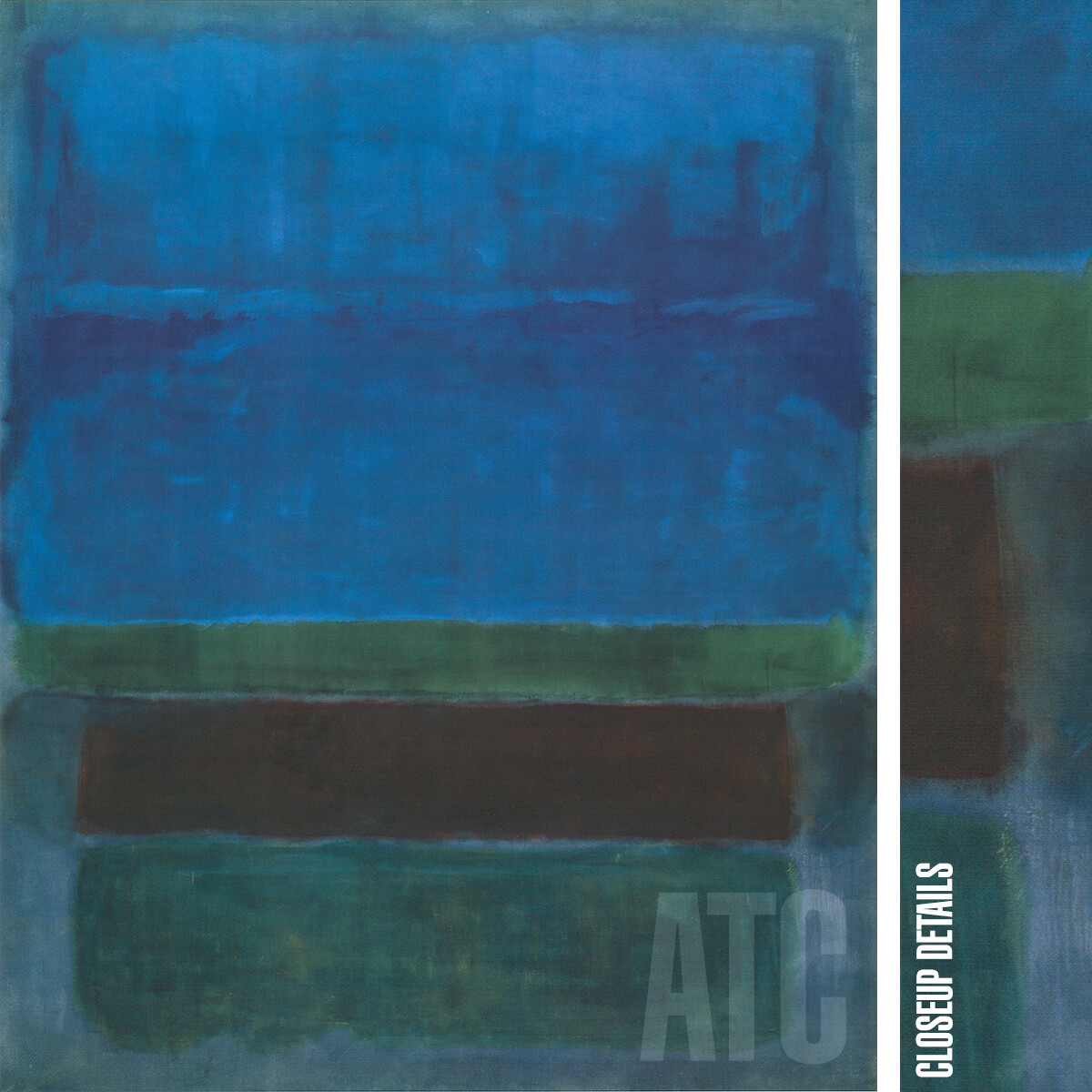 26W”x32H” BLUE GREEN & BROWN 1952 by MARK ROTHKO – ABSTRACT EXPRESSIONISM CANVAS