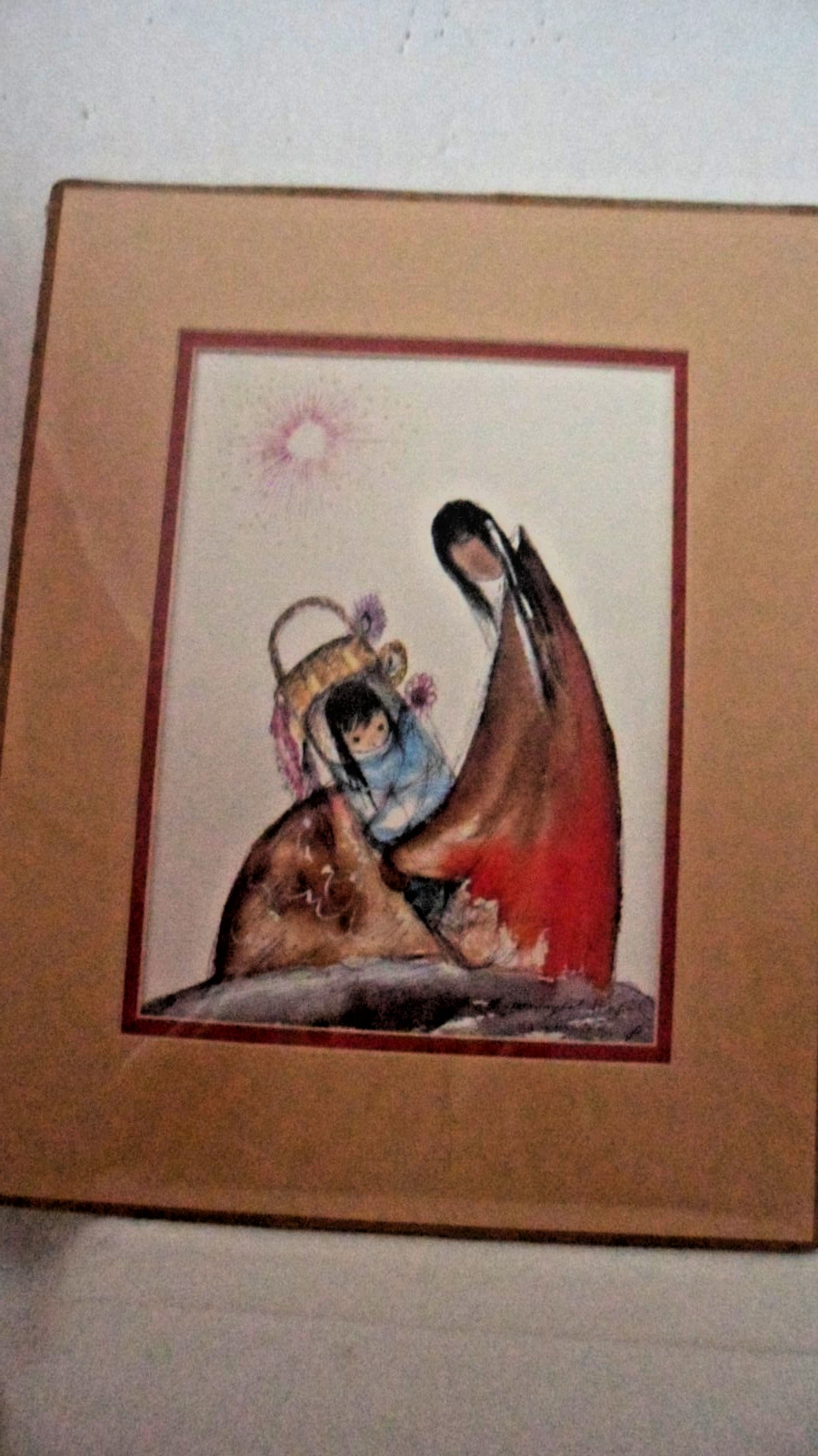 Vtg TED DEGRAZIA “Mother Silently Prays” Print Double Matted w/Cello 11 X 14″