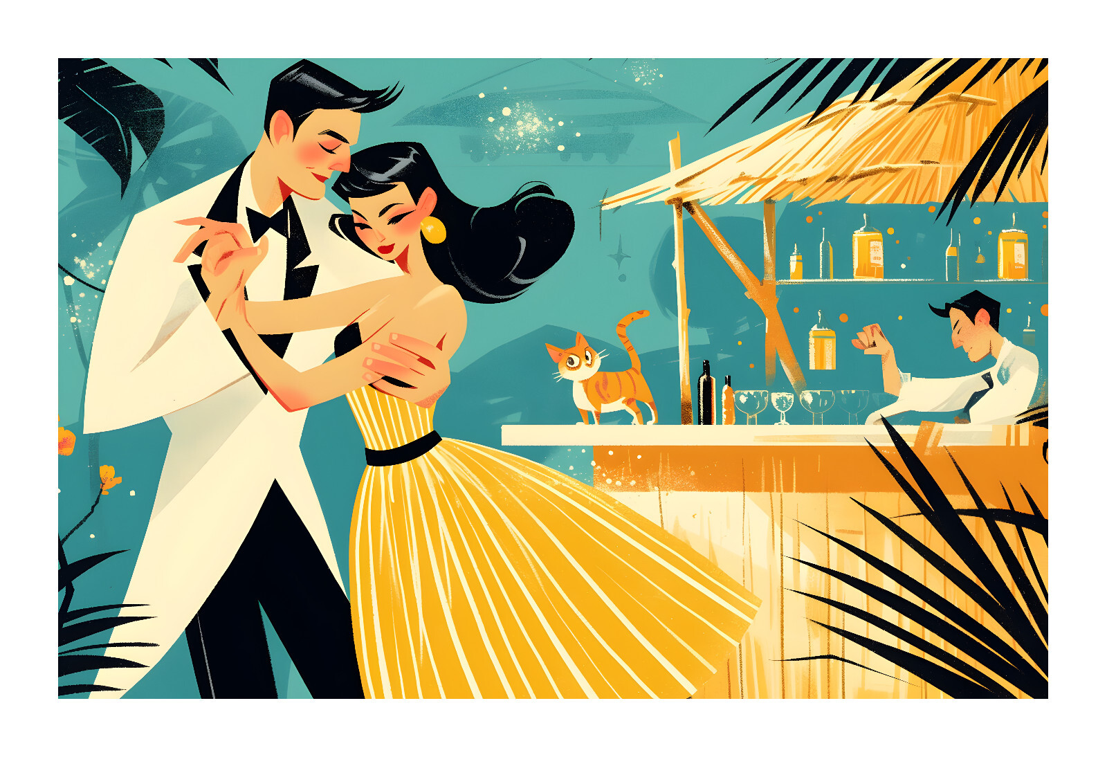 1950s Swanky Couple Mid Century Modern Art Print dm8