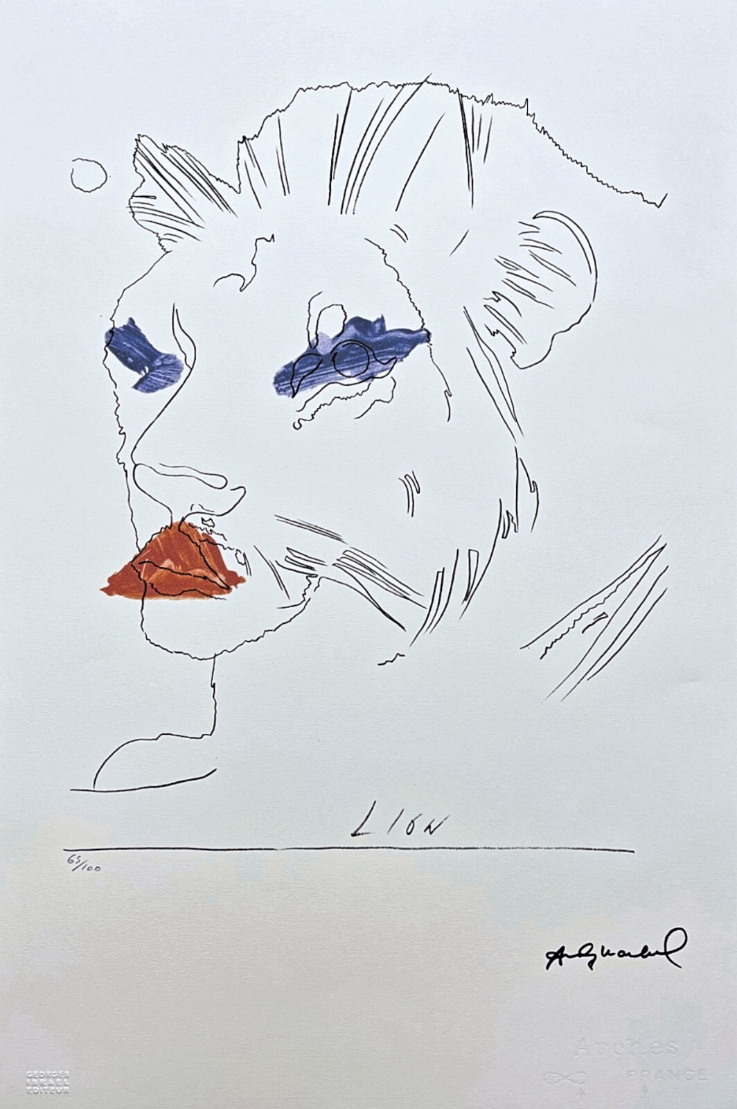 ANDY WARHOL – Lion – signed, certificate, limited edition 65/100, 38 x 56 cm