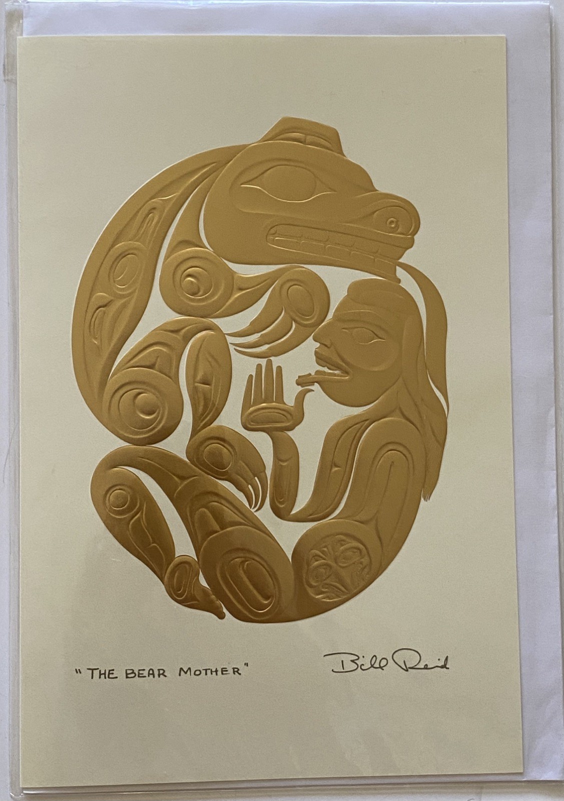 BILL REID Haida Gold Embossed *EAGLE*RAVEN*BEAR* 6″ x 9″ Art Card Set x4